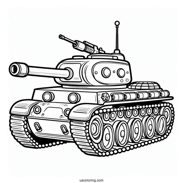 Simple Military Tank for Preschoolers to Color In