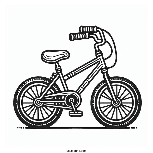 Simple Kids Bicycle Coloring Page With Training Wheels