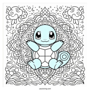 Squirtle Mandala Coloring Sheet For Kids