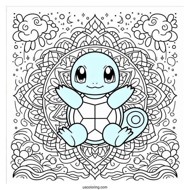 Squirtle Mandala Coloring Sheet For Kids