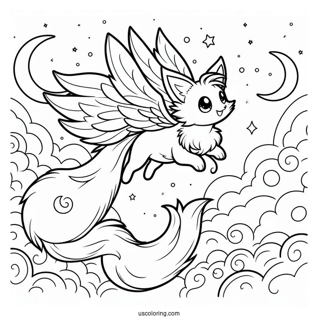 Tails Coloring Page Flying In The Sky