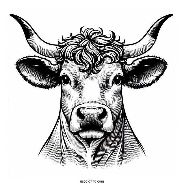Close Up Of Bull Horns Coloring Sheet