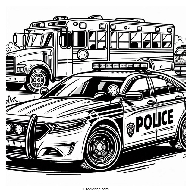 Highway Patrol Police Car To Color
