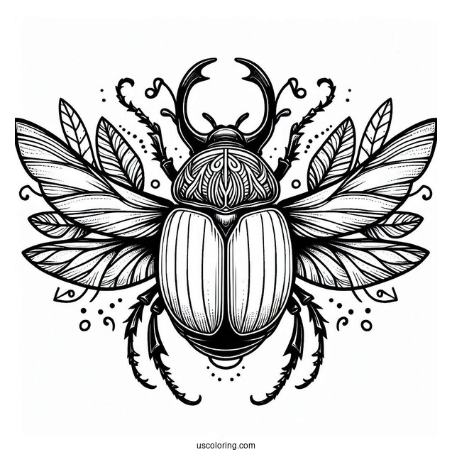 Atlas Beetle Coloring Page Outline For Kids