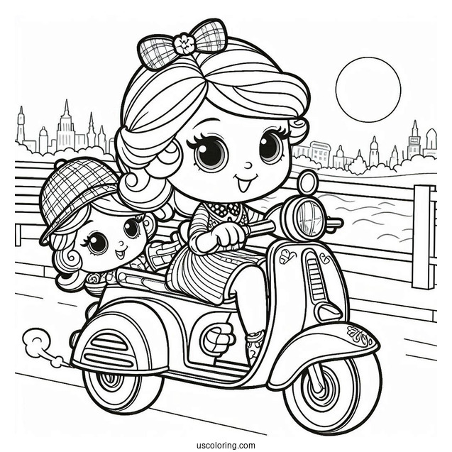 Polly Pocket Coloring Page Riding Scooter With Sidecar With Nikolas