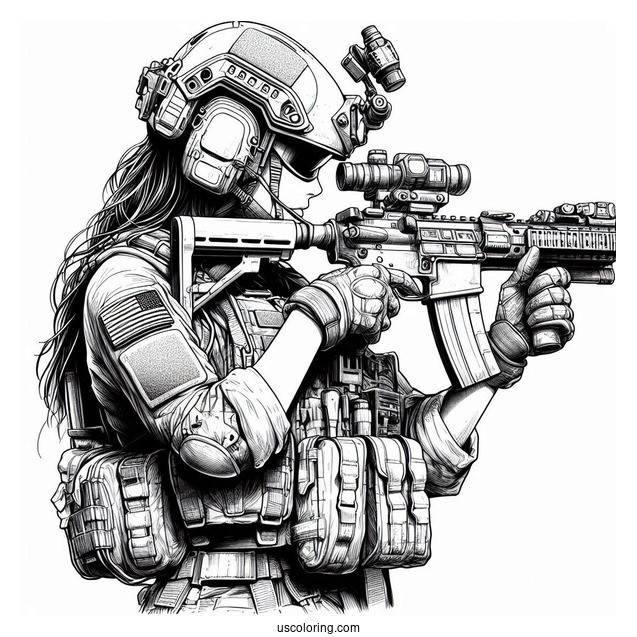 Realistic Special Operation Forces Soldier Coloring Page