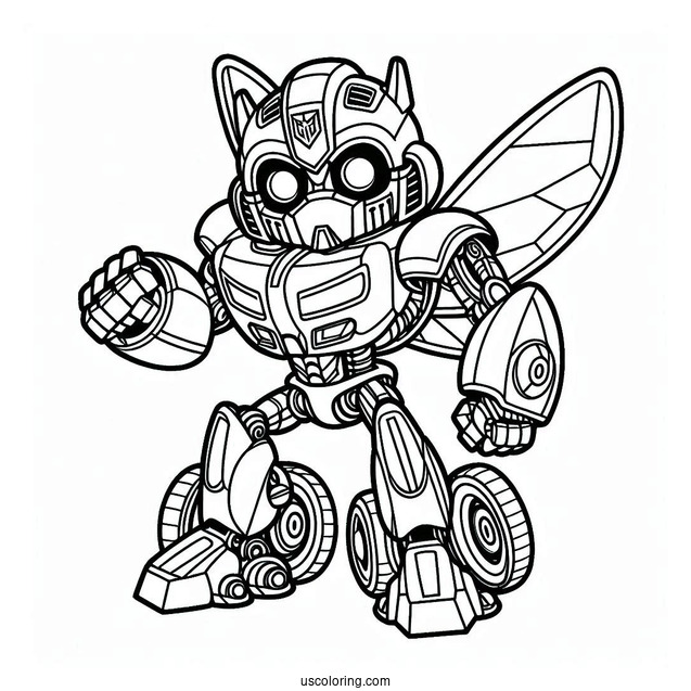 Easy Outline Of Bumblebee Transformer Robot To Color