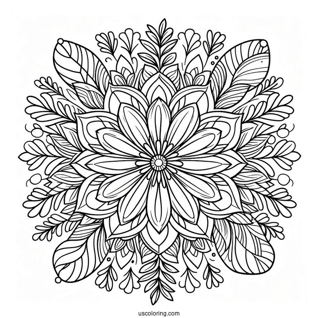 Flower Mandala Coloring Page Inside A Flower Wreath