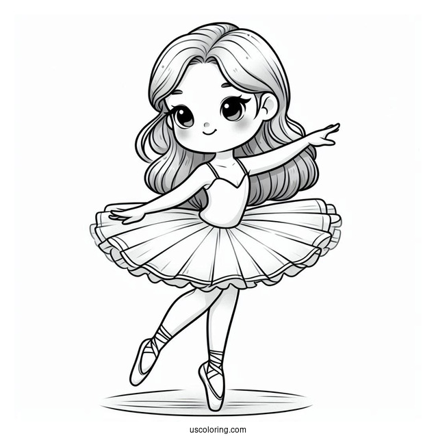 Cute Ballerina Dancing In Studio To Color