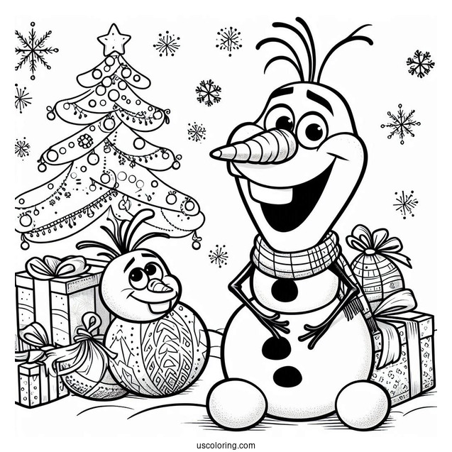 Christmas Themed Olaf Coloring Page