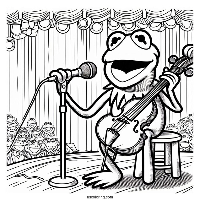 Muppets Coloring Page Of Kermit The Frog On Stage