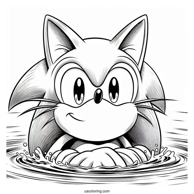 Big the Cat Looking Over Water Coloring In