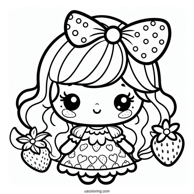 Cute Strawberry Shortcake Coloring Page For Preschoolers