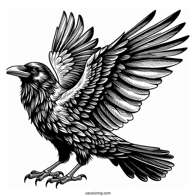 Large Realistic Raven Coloring Page