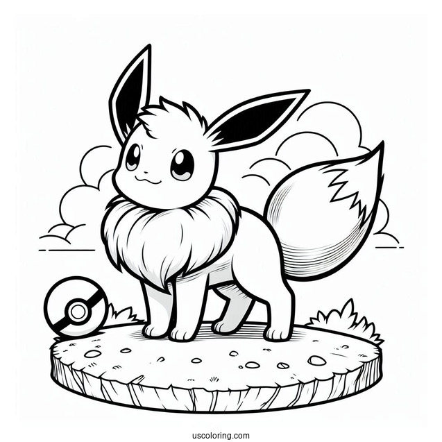 Eevee Standing Under PokeBall