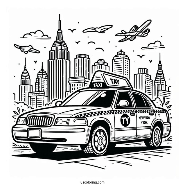 New York Coloring Page Of Taxi For Preschoolers