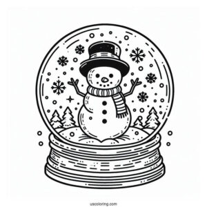 Snow Globe With Snowman Inside To Color