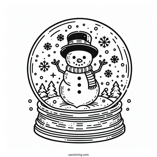 Snow Globe With Snowman Inside To Color