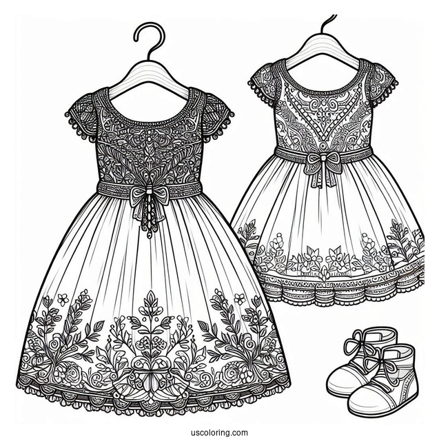 Easy Neoclassical Dress Coloring Page Design Coloring Page For Kids