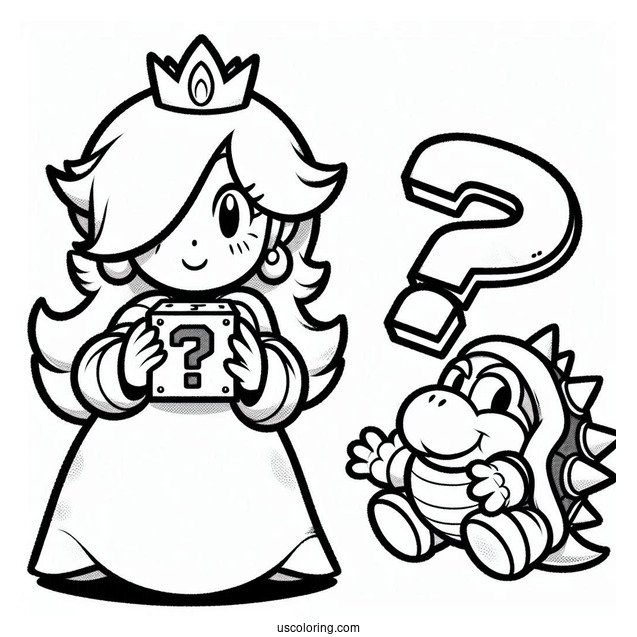 Simple Rosalina Coloring Page And Bowser Holding Question Mark Block