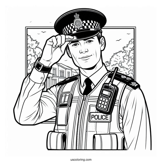 British Police Officer Coloring Page