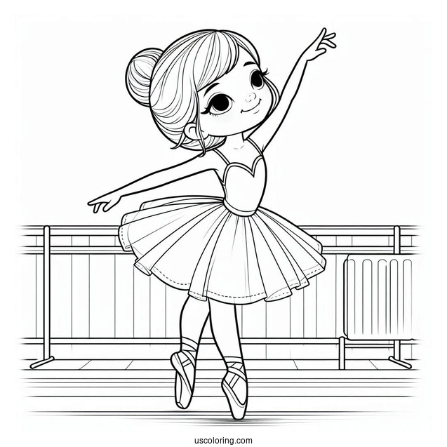 Cute Ballerina Dancing In Studio To Color