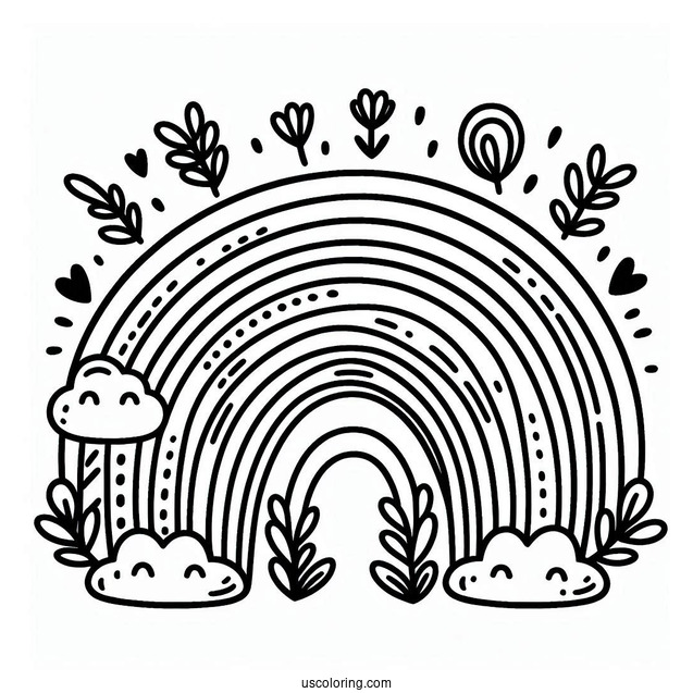 Coloring Page Of Rainbow For Toddlers