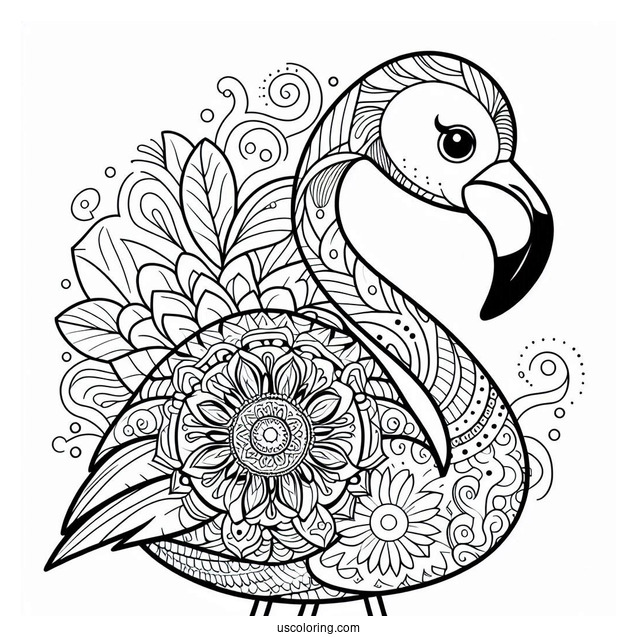 Mandala Flamingo To Color For Relaxation