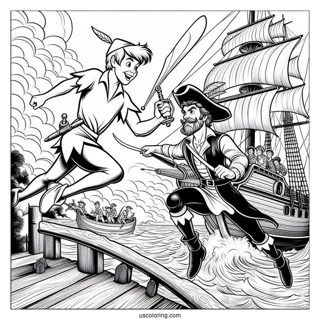 Peter Pan Fighting Captain Hook In Ship