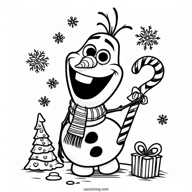 Christmas Themed Olaf Coloring Page