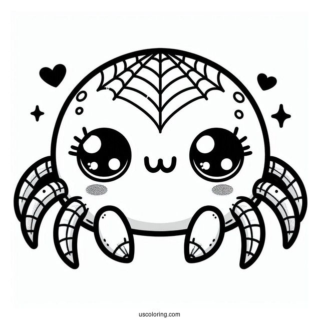 Adorable Kawaii Spider Coloring Page