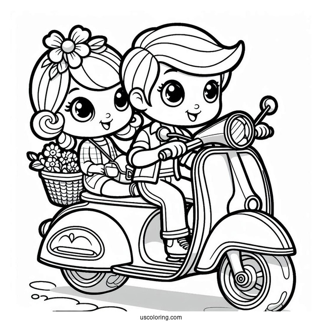 Polly Pocket Coloring Page Riding Scooter With Sidecar With Nikolas