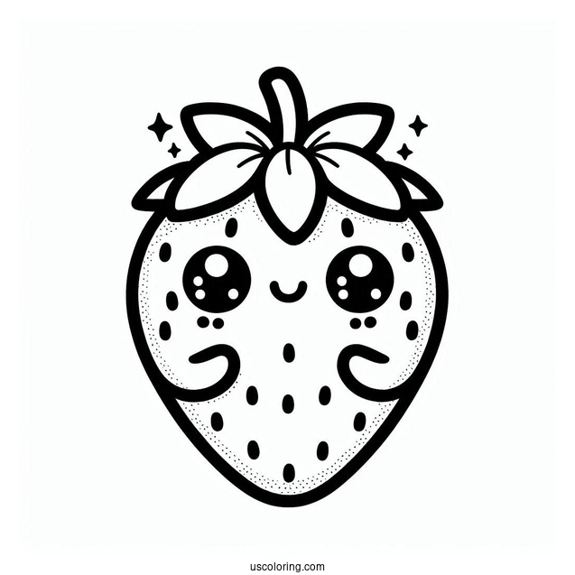 Cute Kawaii Strawberry Coloring For Preschoolers
