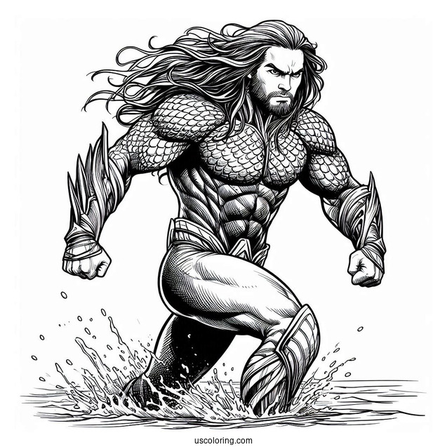 Angry Aquaman Coloring Page Walking For Kids