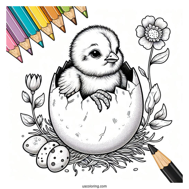 Baby Chick Hatching From Egg To Color