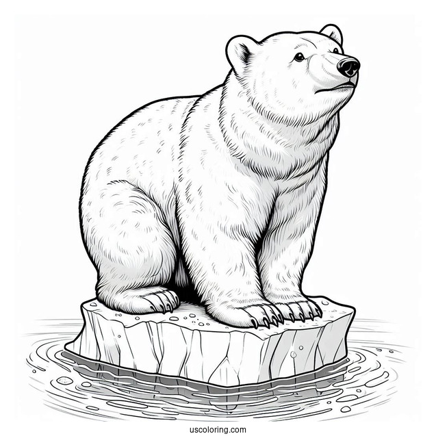 Adult Polar Bear On Piece Of Iceberg