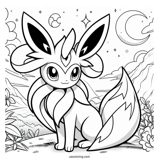 Sylveon Coloring Page Moonblast Pokemon Card