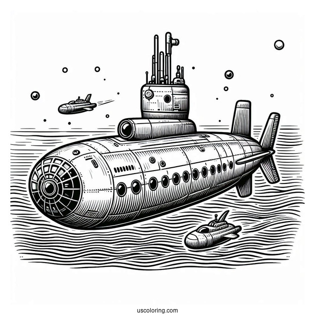 Detailed Submarine Coloring Page Sub Pods