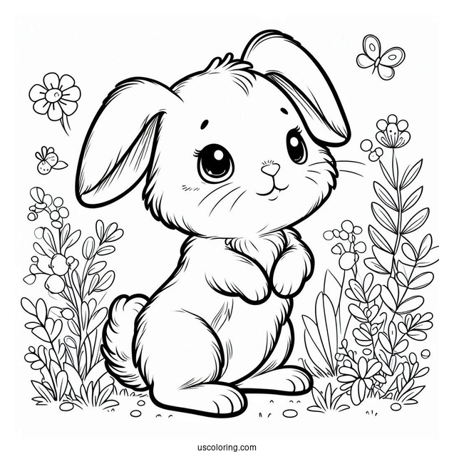 Rabbit Standing On Hind Legs Coloring Sheet