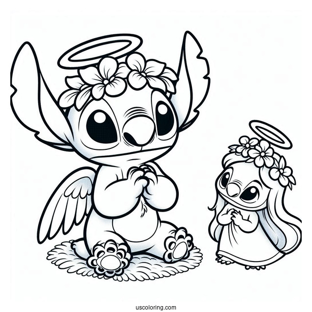 Scrump, Stitch, And Angel Coloring Page