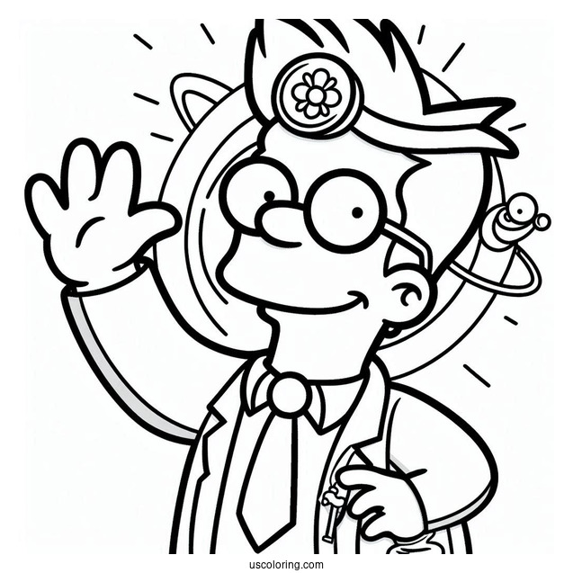 Simpsons Coloring Pages Of Dr Nick Riviera Waving For Kids