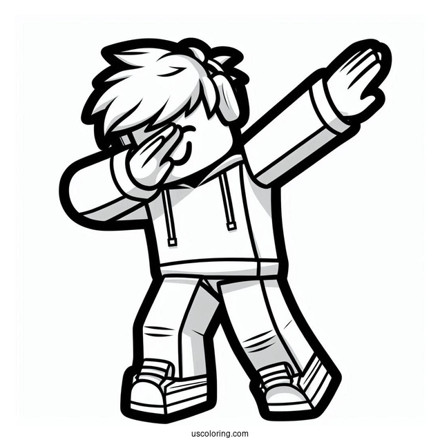 Dabbing Roblox Guy Coloring Page For Kids