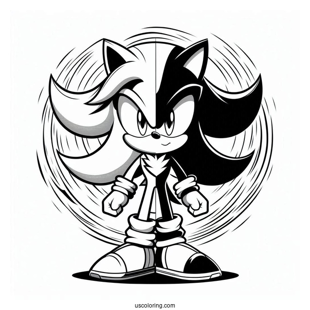 Creative Half Sonic Half Shadow Coloring Page