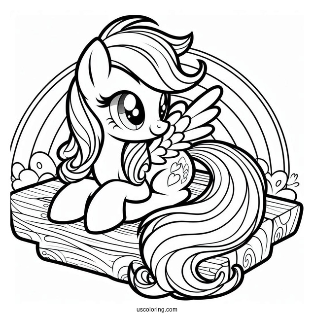 Scootaloo Sitting On Rainbow Dash Coloring Page