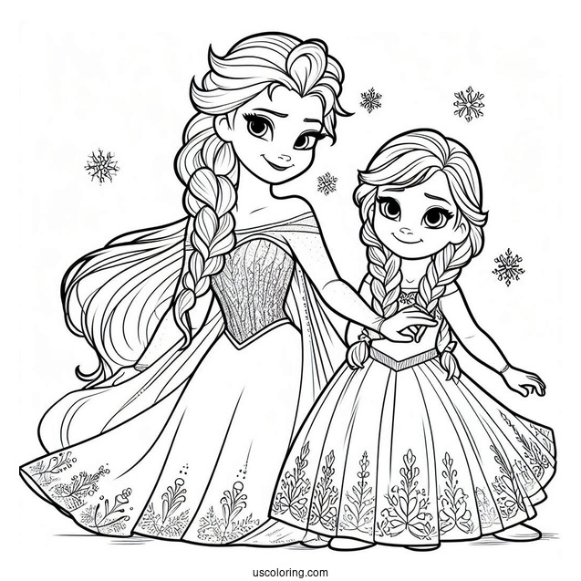 Elsa And Sister Holding Hands Coloring Sheet(1)