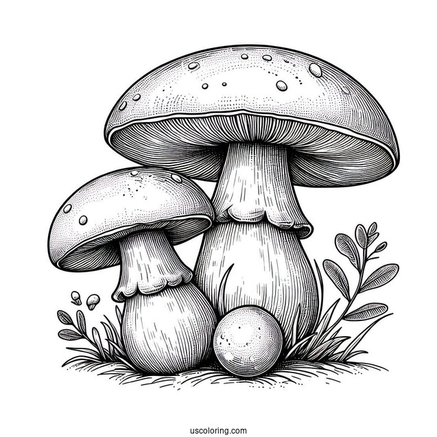 Large King Bolete Mushrooms Coloring Page