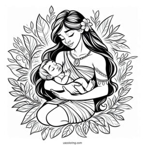 Kala Cradling Baby Tarzan Coloring Page For Kids