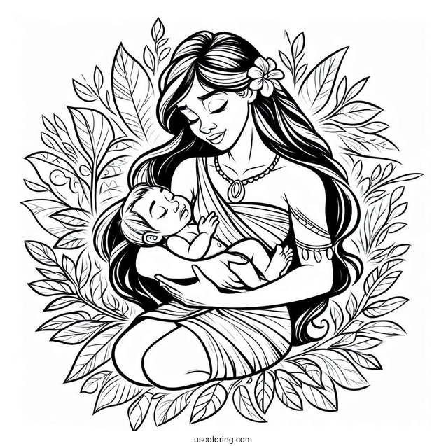 Kala Cradling Baby Tarzan Coloring Page For Kids