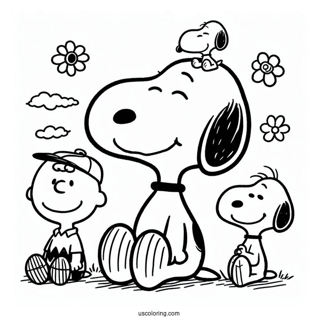 Coloring Page Of Snoopy, Charlie Brown And Snoopy