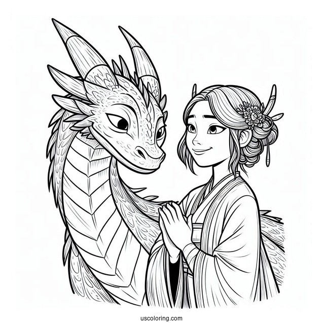 Raya And The Last Dragon Coloring Page Of Detailed Smiling Sisu Outline